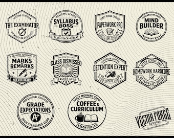 Teacher Badges SVG Bundle, School Life Patches, Educator Digital Files, Classroom SVG, Teacher SVG