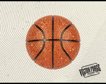 Faux Rhinestone Basketball PNG, Digital Download for Sublimation, Glitter Design, Cute Art