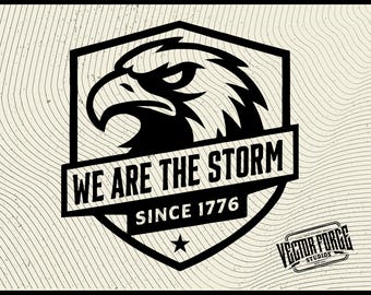 We Are The Storm Hat Patch SVG | Eagle Shield 1776 Design for Glowforge Xtool Cricut | Patriotic Laser Engraving Vector File
