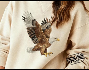 Faux Rhinestone Eagle PNG, Digital Download Clipart, Graphic Design, Eagle Art, Rhinestone Design