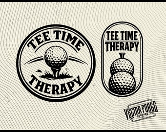 Tee Time Therapy Golf SVG File - Golfing Patch Design - Sports Fan Patch