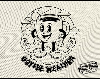 Coffee Weather SVG, Cozy Season Clipart, Coffee Lover Design, Sweater Weather SVG, Fall Vibes Cut Files