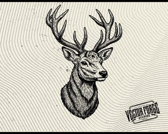 Whitetail Buck Head SVG | Hunting Design Clipart (Digital Download)