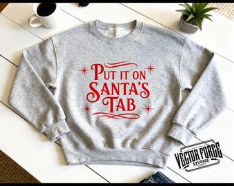 Put It On Santa's Tab SVG, Retro Christmas Clipart (Digital Download)