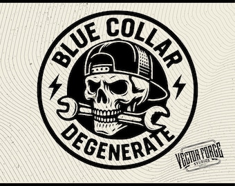 Blue Collar Degenerate SVG | Laser Engraving Cut File for Xtool, Glowforge, Cricut | Still Broke Still Working Hat Patch Design,