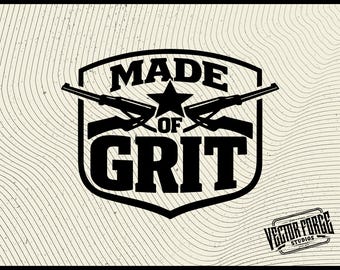 Made of Grit SVG for Hat Patches, Laser Ready American Style Design, CNC File