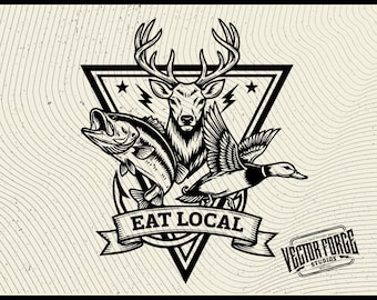 Eat Local Hat Patch SVG | Deer Duck Bass Design (Digital Download)