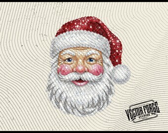 Faux Rhinestone Santa PNG, Bling Christmas Sublimation Design, Jeweled Santa, Sparkle Xmas Digital Download