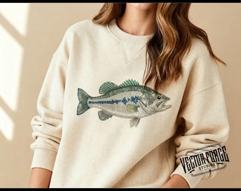 Rhinestone Bass Fish PNG, Digital Download Clipart, Fishing SVG, Craft Supplies for DIY Art