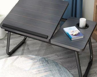 Adjustable Folding Laptop Bed Desk, Portable Reading Stand with Cup Holder