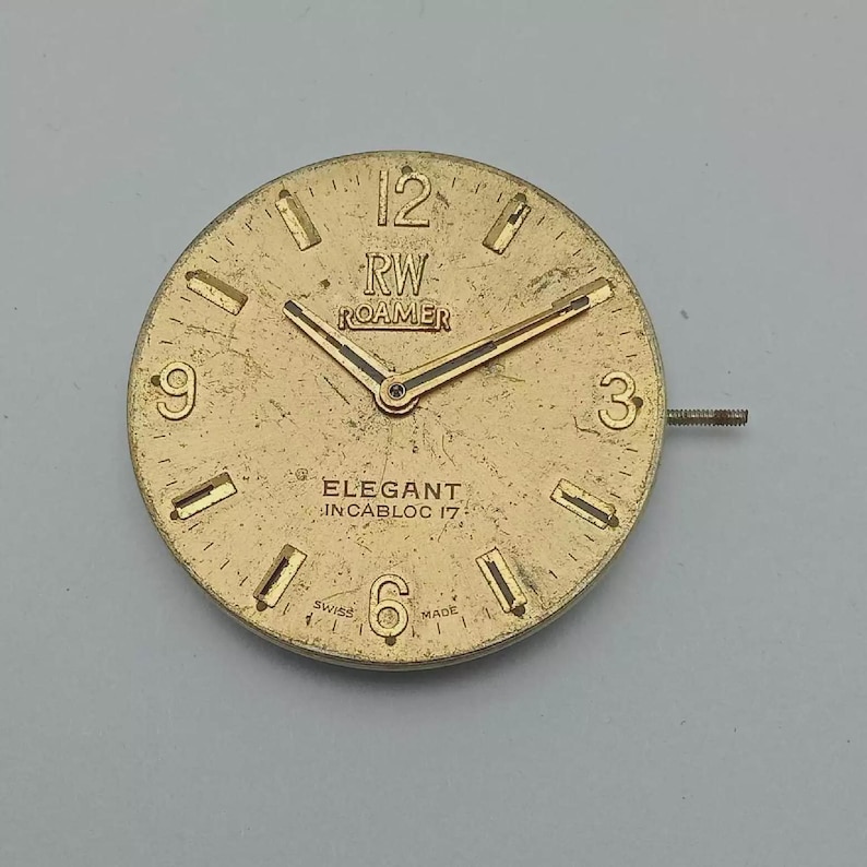 Elegant Vintage Roamer MST 520 Manual Winding Watch Movement for Parts