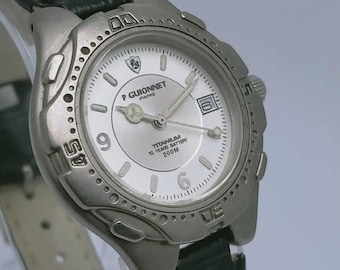 Reloj de cuarzo vintage P Guionnet S800T para hombre, titanio
