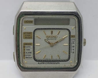 Orologio cronografo con allarme Seiko H357-505C vintage da uomo per pezzi di ricambio