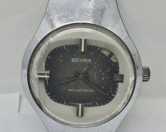 Quartz parts Vintage Sicura Watch Electronic Men’s For Parts Repair
