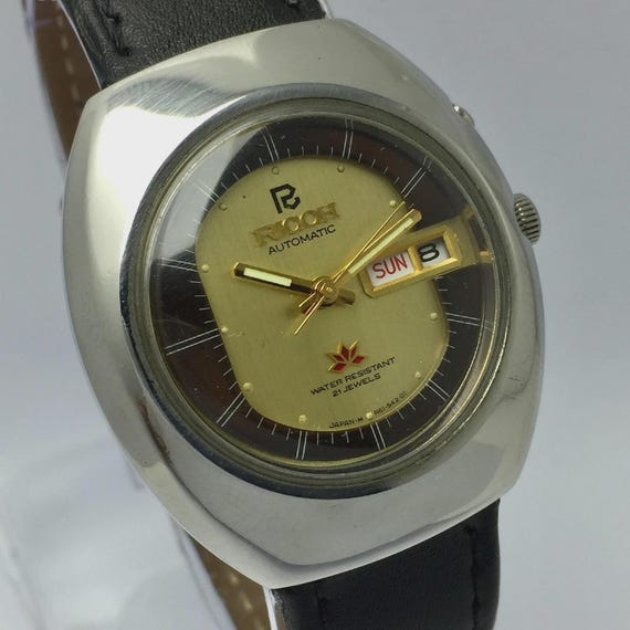 Vintage Ricoh 061432 Automatic Men's Watch Day/date Two Tone Dial