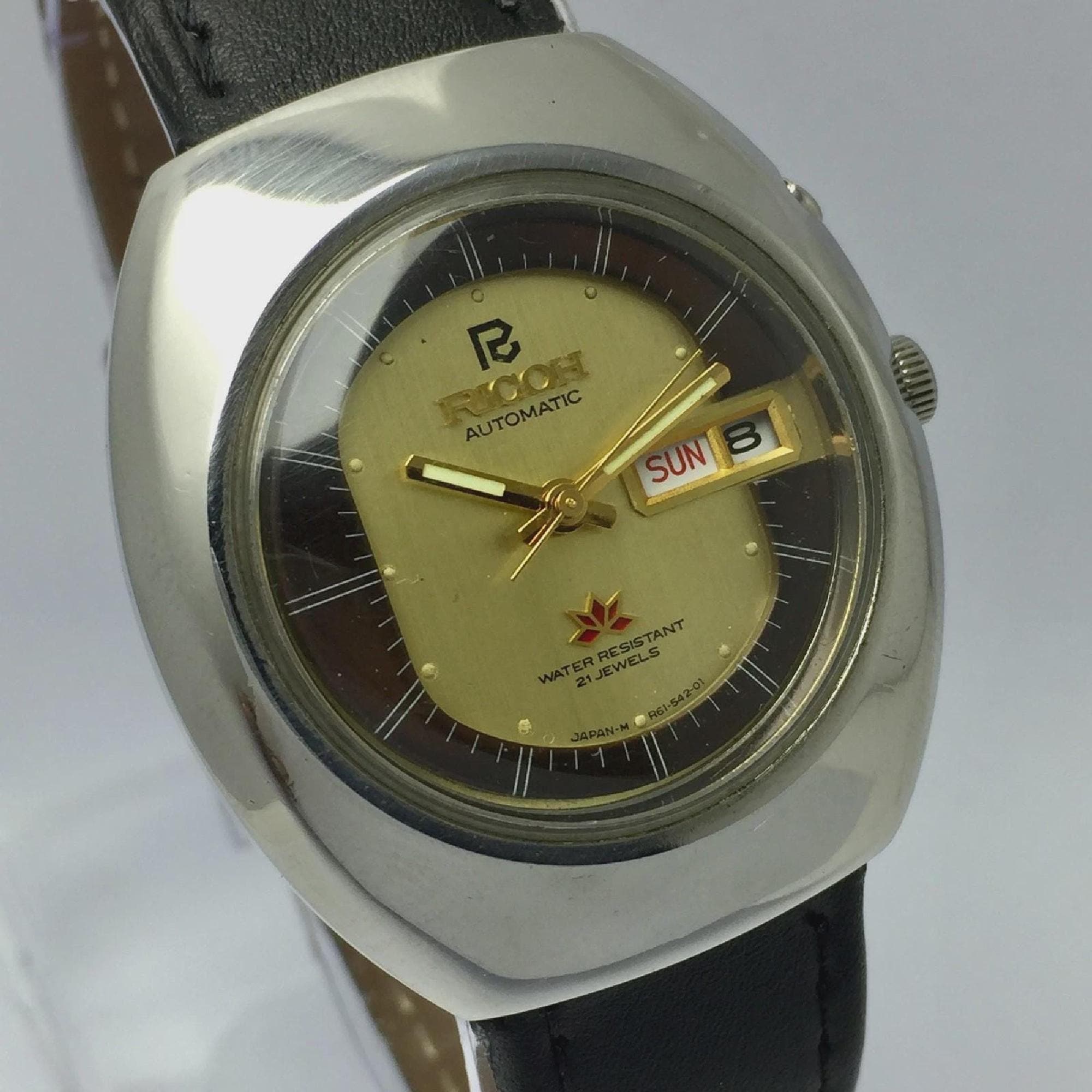 Vintage Ricoh 061432 Automatic Men's Watch Day/date Two Tone Dial