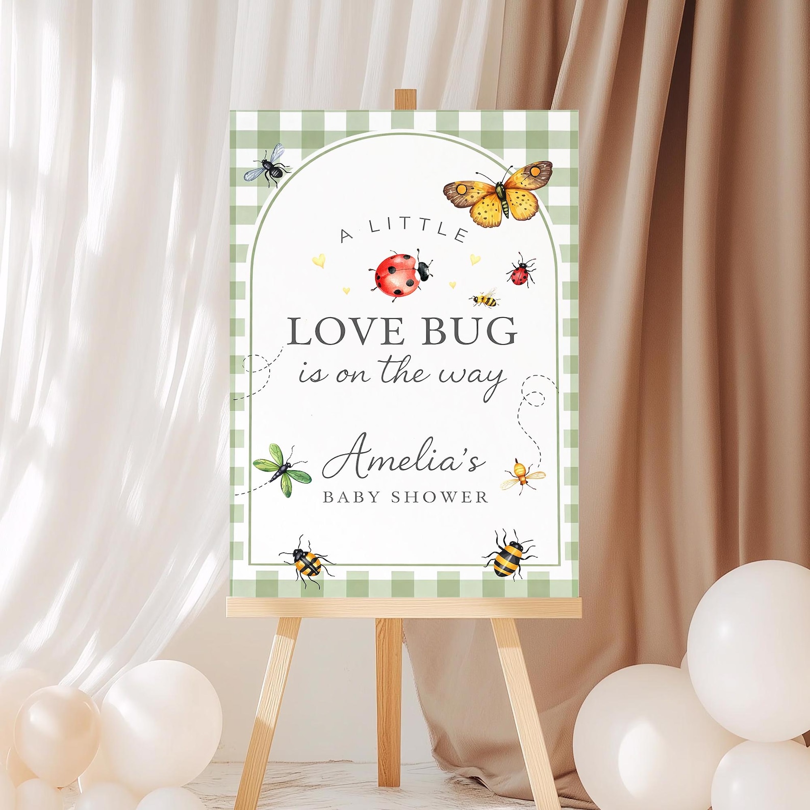 Love Bug Baby Shower Welcome Sign A Little Love Bug Baby Shower Sign Garden Bug Baby Shower Poster Personalized Baby Shower Welcome Sign