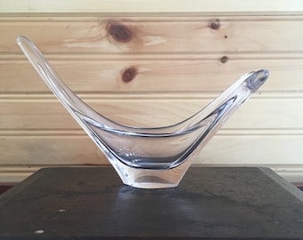 Centro de mesa con cuenco de cristal firmado por Daum France, arte de vidrio de forma libre, decoración minimalista moderna