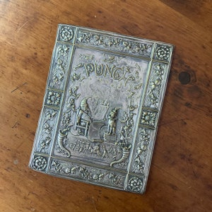 RARE Vintage Punch Magazine Embossed Brass Silver Jubilee Cover, c. 1935 Punch and Judy Dog Toby