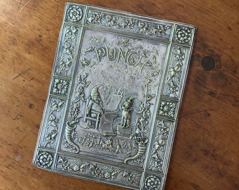 RARE Vintage Punch Magazine Embossed Brass Silver Jubilee Cover, c. 1935 Punch and Judy Dog Toby