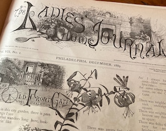 Ladies Home Journal 12 Vol Feb 1888 - Jan 1890 Victorian Ephemera Scrapbook Antique Book Vintage Art Poetry Fiction Embroidery Frameable Art
