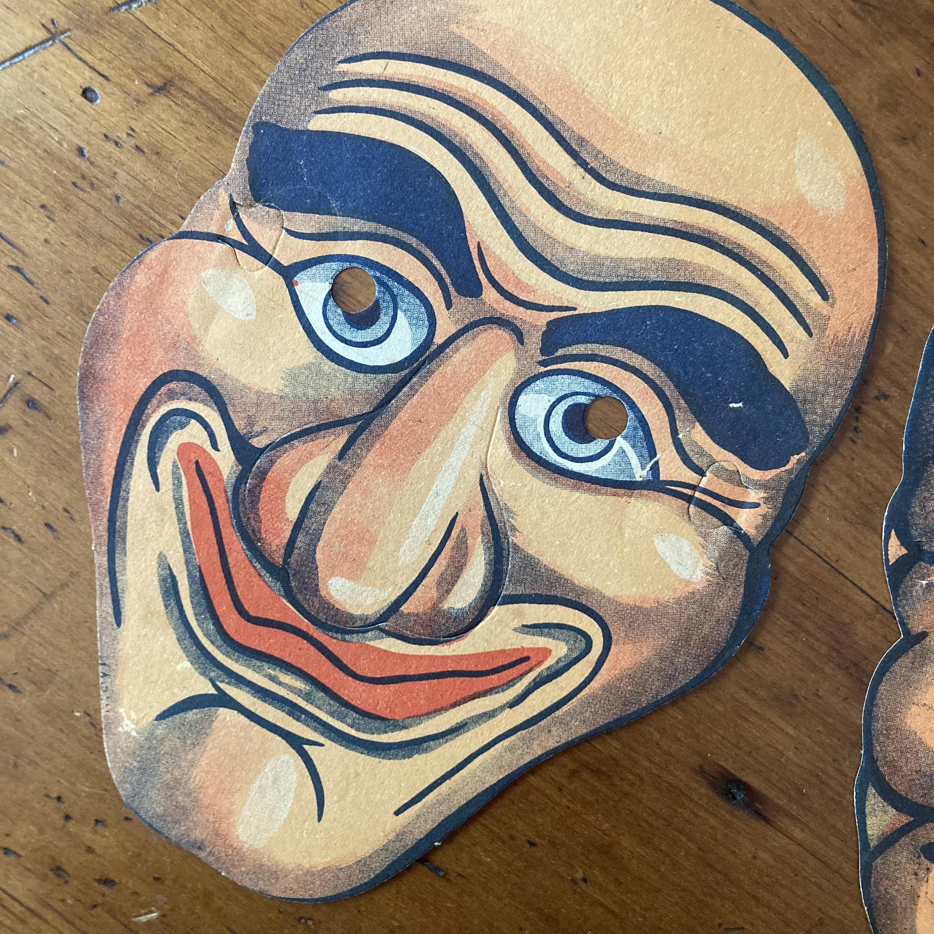 Set of 5 HALLOWEEN PAPER MASKS 1940's Vintage Grocery Store Masks