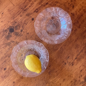 PAIR of Vintage Kosta Boda Glass Bowls Dalom Series Göran Wärff c. 1970s Mid Century Modern Swedish Folk Art Glass Decor Home Entertaining