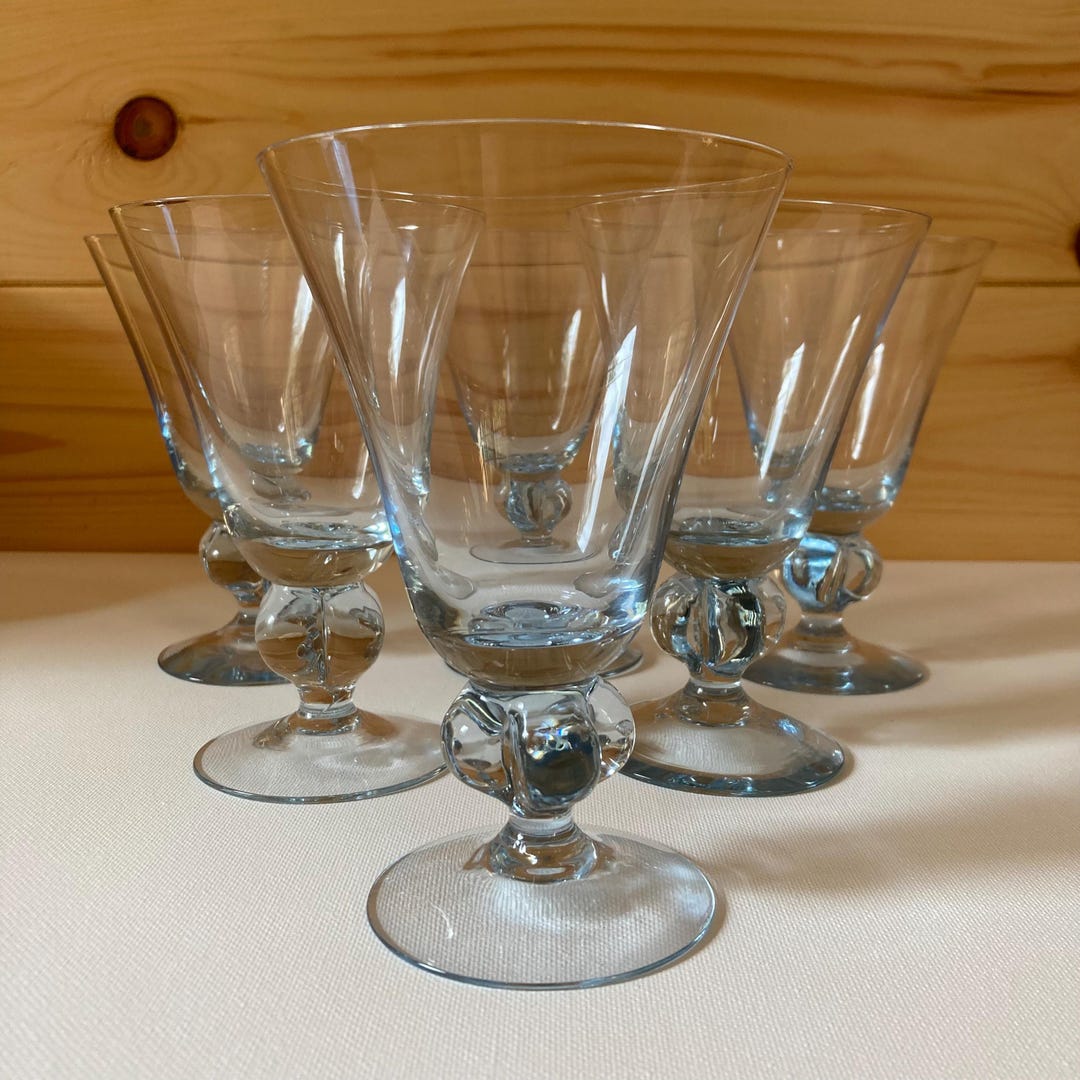 SIX Vintage Skruf GULLI Swedish Crystal Glassware Wine/water Goblets ...