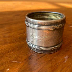 Antique Silver Napkin Holder Hallmarked RF, monogrammed LORRAINE &quot;Richard Ferris, Exeter 1802 hallmark&quot;