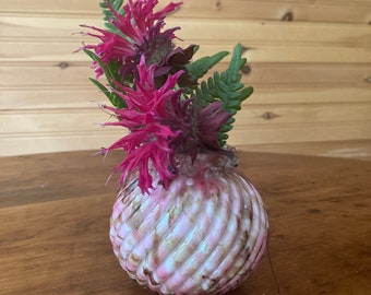 Franz Welz Bohemian Glass Vase c. 1890 Antique Pink and Aventurine Spatterware Glass