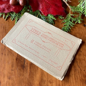 Ypern - Vor und nach dem Krieg" Nr. 1 Antikes Buch mit 12 Postkarten, ca. 1920 WW1 Passchendaele."