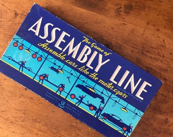Vintage Assembly Line Auto Production Board Game, Made in USA by Selchow & Righter, 1953