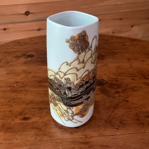 Jarrón BACA Fajance de Royal Copenhagen TRINA Ivan Weiss, década de 1970, 19 cm, MCM, decoración moderna, diseño escandinavo danés, naranja y marrón, regalo de inauguración de la casa.