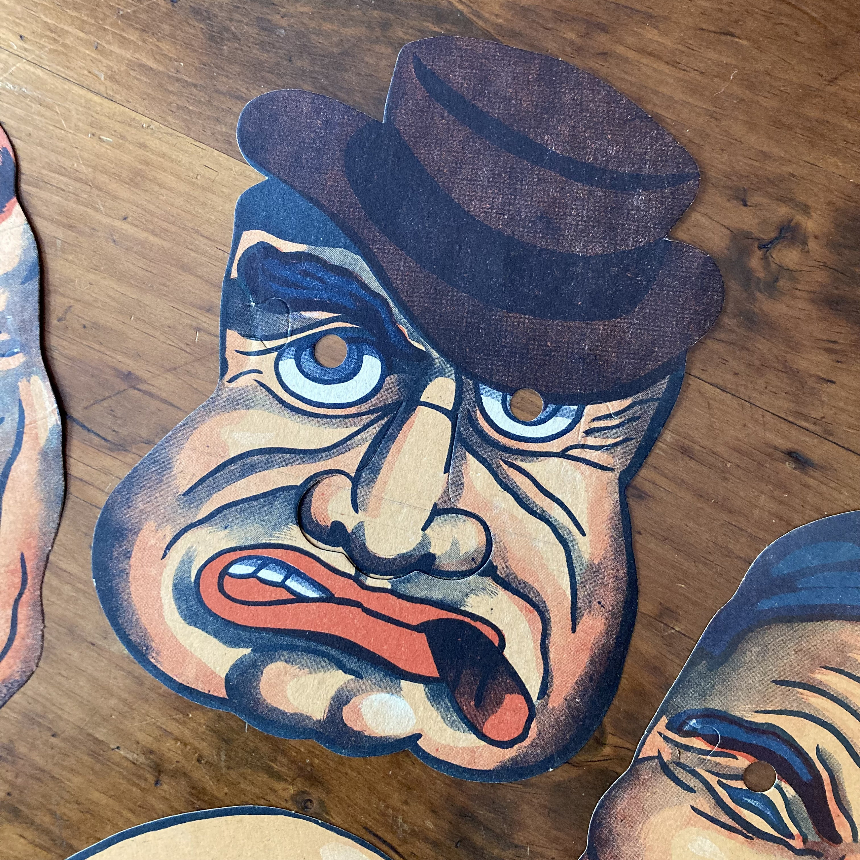 Set of 5 HALLOWEEN PAPER MASKS 1940's Vintage Grocery Store Masks