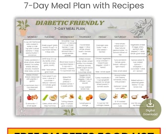 Diabetic Meal Plan Bundle, Low Carb Food list - Digital Download