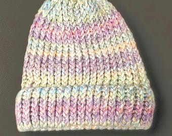 Handmade Knit Winter Beanie: Soft Acrylic, Rimmed Hat
