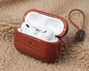 Wood Protective Cover for AirPods Pro 3 Ergonomic Water‑Drop Design Shockproof Hard Shell Timber Case gift for her