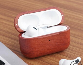 Funda protectora de madera para AirPods Pro 3 – Diseño ergonómico en forma de gota de agua, carcasa rígida a prueba de golpes, estuche de madera hecho a mano, regalo para ella.