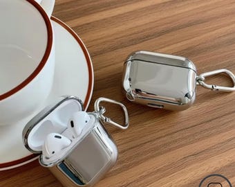 Estuche para auriculares de TPU plateado galvanizado con llavero, funda protectora para AirPods 1, 2, 3, Pro, Pro2, caja de carga, accesorio inalámbrico