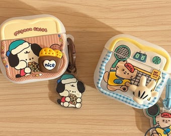 Funda de silicona mate con diseño de gato y perro para AirPods de 4.ª generación / Pro 2 / 3 – Funda con llavero y diseño de animales para auriculares Bluetooth. Accesorio de regalo.