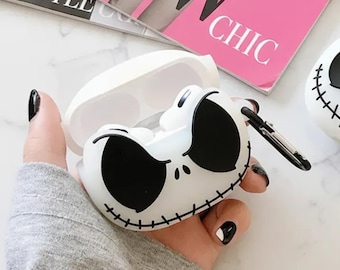 Funda de silicona para AirPods de Pesadilla antes de Navidad: funda protectora con clip, duradera y elegante, accesorio tecnológico para el día a día, regalo para Jack y Sally.