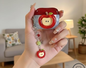 Funda para AirPods con forma de fruta y dije: funda de silicona kawaii para auriculares, accesorio tecnológico de bayas de verano, regalo para adolescentes, llavero estético.