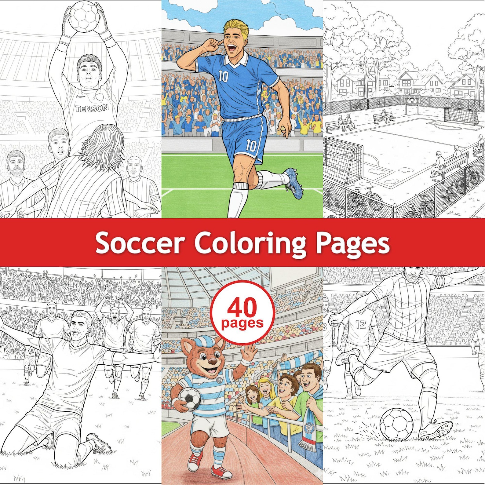 Soccer Football Coloring Pages | Printable Activity Book PDF | Instant Download Teen & Kids Gift