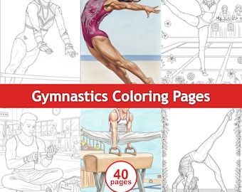 Gymnastics Coloring Pages PDF | 120 Pages | Printable Coloring Book for Kids & Adults | Instant Download A4 + Letter