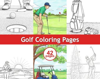 Golf Coloring Pages PDF – Printable Sports Activity for Kids & Adults – Instant Download