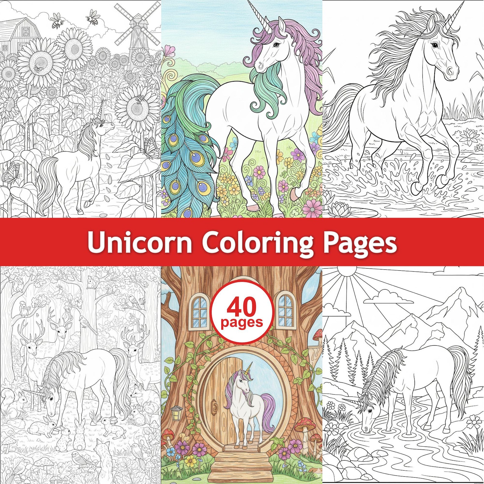 Unicorn Coloring Pages | Printable Colouring Book PDF | Cute Fantasy Activity for Kids & Girls