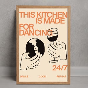 Poster This Kitchen Is For Dancing, kunst aan de muur decor, kamerdecoratie, gepersonaliseerde geschenken, canvas filmposter