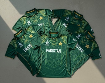 Camisetas de críquet de Pakistán personalizadas (paquete de 5) con nombre y número.