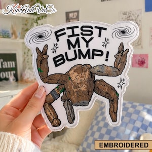 Fist My Bump Embroidery Patch, Funny Alien Creature Iron On Patch, Sci Fi Humor Patch, Cute Space Meme Patch, Gift For Him Her Jacket
