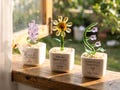 Glass Plant Pot, Personalized Name Mini Glass Flower Cactus Ornament, End Of School Term Gift, Teacher Appreciation Desk Table Decoration